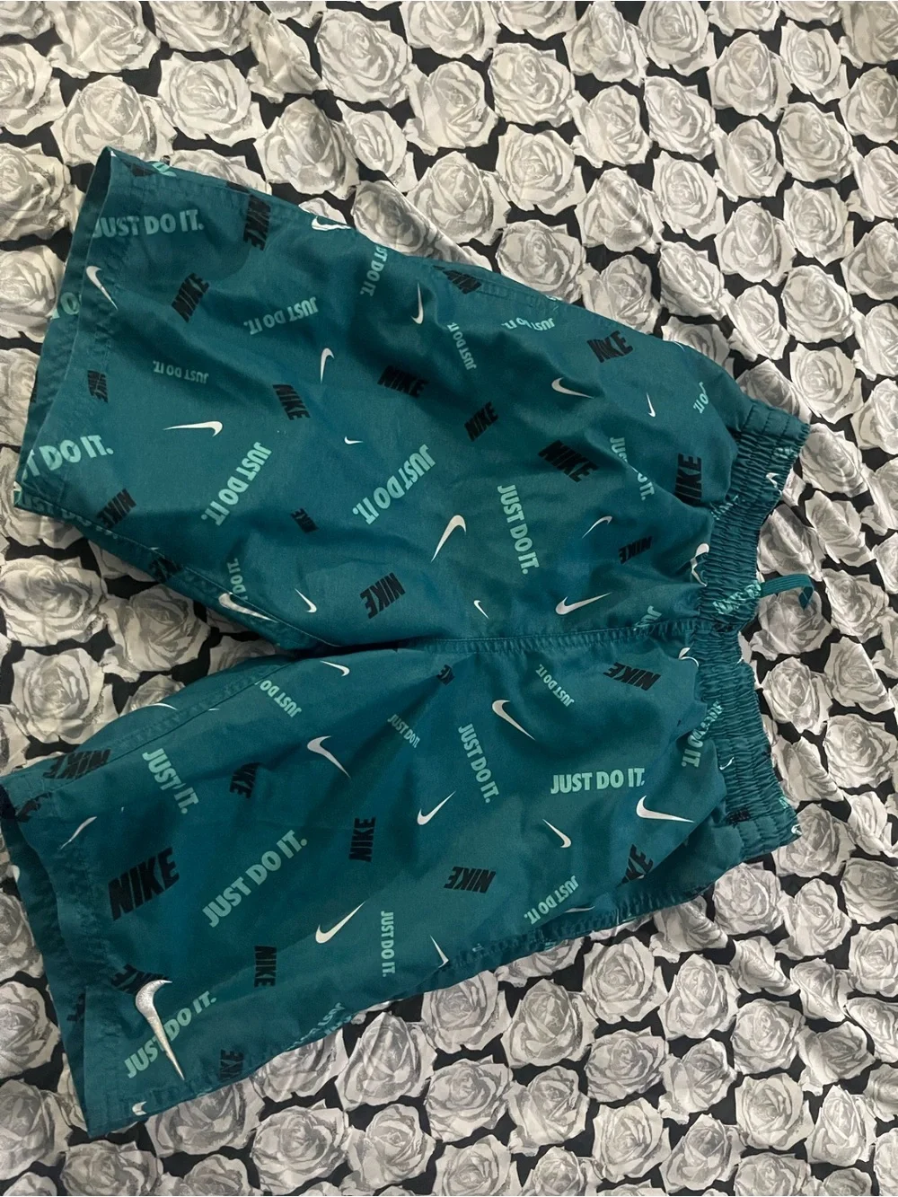 Nike Teal Green Boys' Swim Trunks with White Swoosh